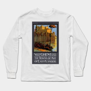 Vintage Travel Poster Belgium Ghent Long Sleeve T-Shirt